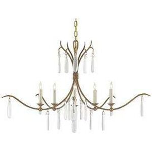 Currey & Company Marshallia 38" Rustic‎ Gold 5-Light Chandelier